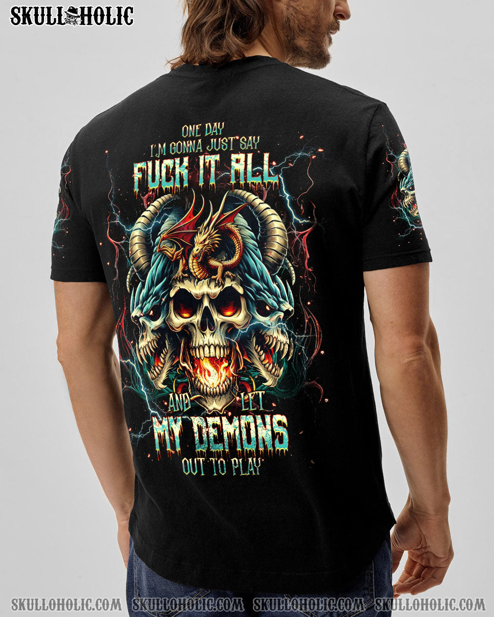 ONE DAY I’M GONNA JUST SAY SKULL DRAGON ALL OVER PRINT – TLNT2606242