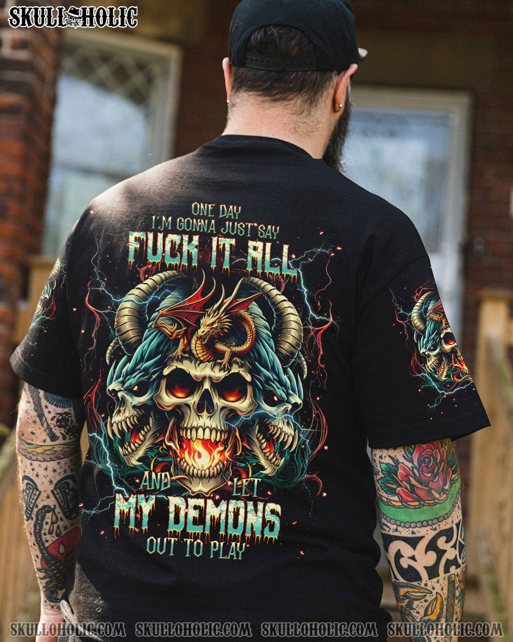 ONE DAY I’M GONNA JUST SAY SKULL DRAGON ALL OVER PRINT – TLNT2606242