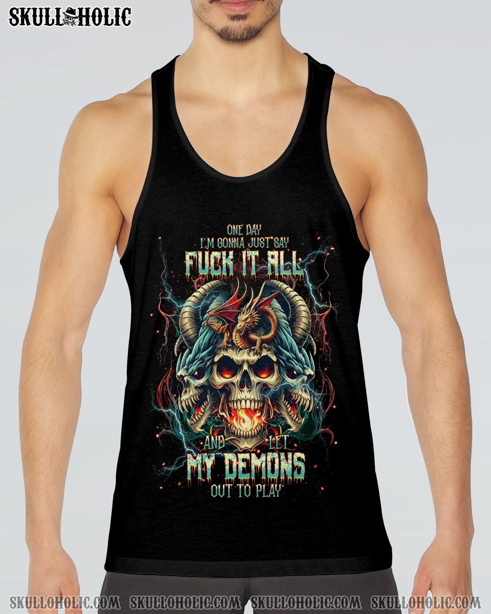 ONE DAY I’M GONNA JUST SAY SKULL DRAGON ALL OVER PRINT – TLNT2606242