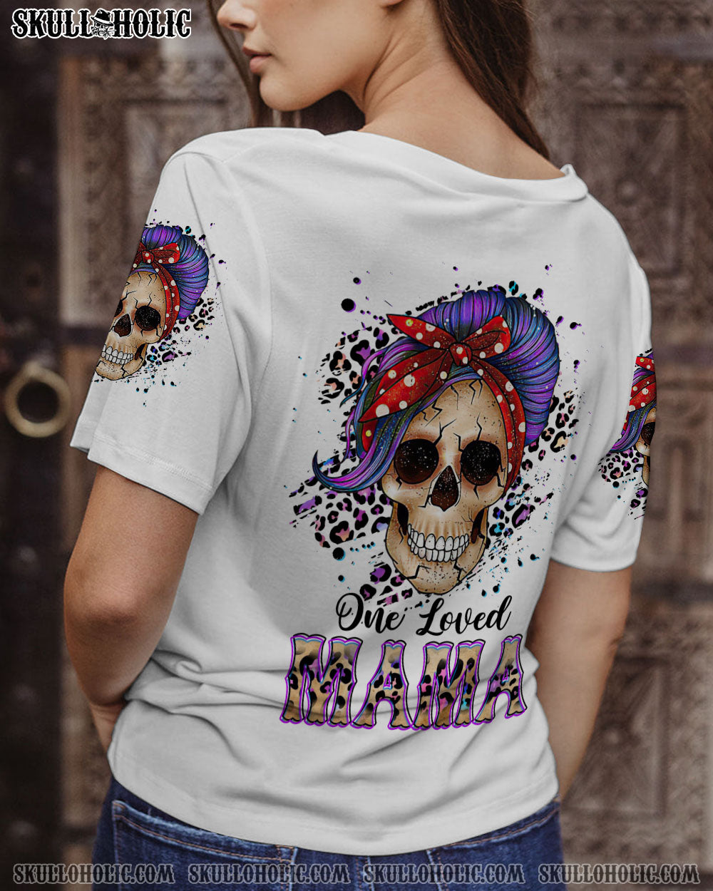 ONE LOVED MAMA PURPLE MESSY BUN ALL OVER PRINT – TLTR2402234