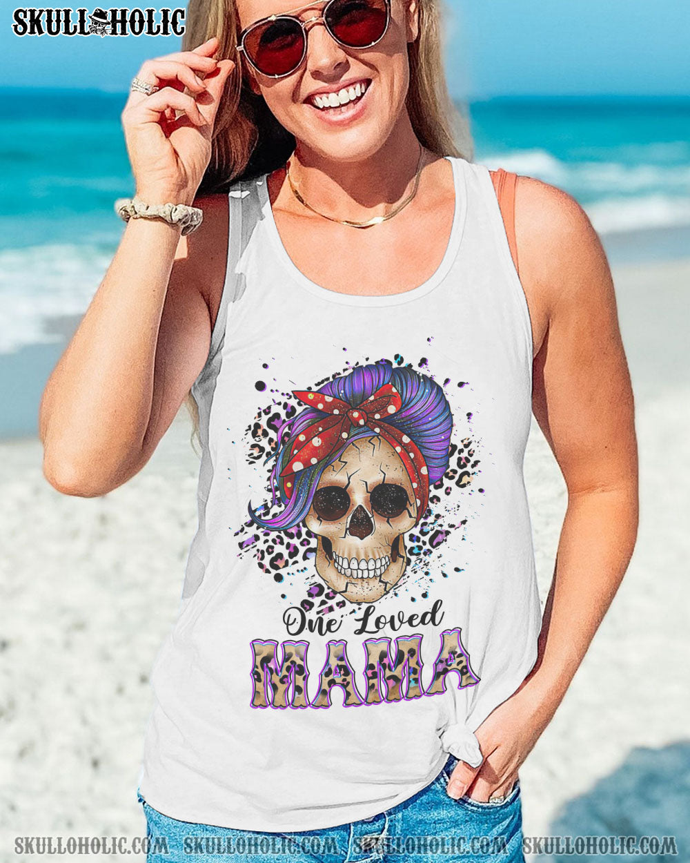 ONE LOVED MAMA PURPLE MESSY BUN ALL OVER PRINT – TLTR2402234