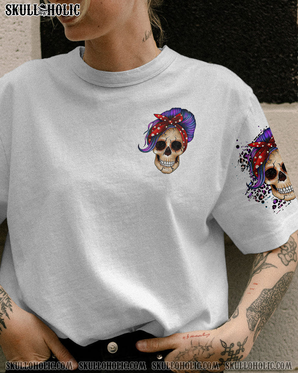 ONE LOVED MAMA PURPLE MESSY BUN ALL OVER PRINT – TLTR2402234