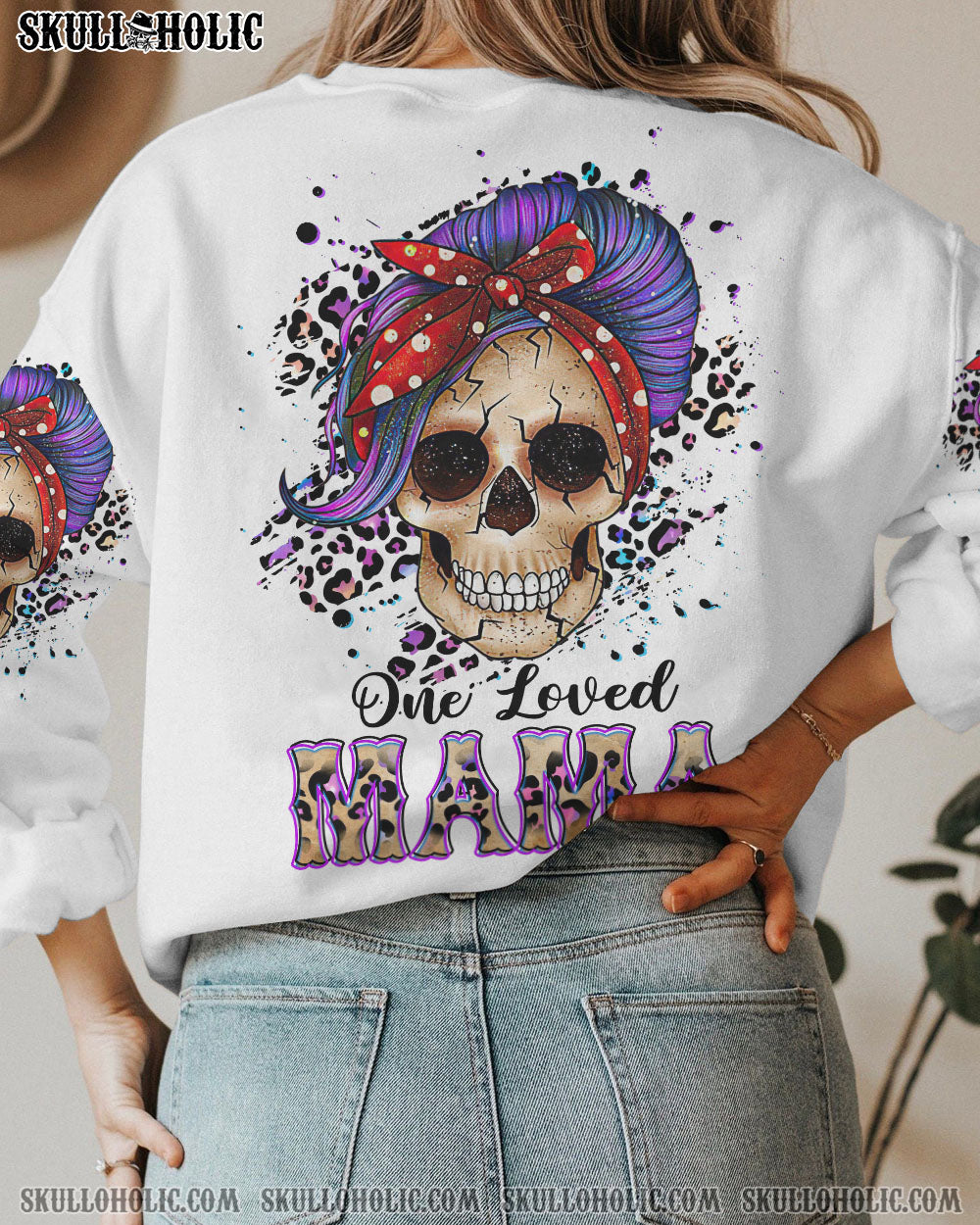 ONE LOVED MAMA PURPLE MESSY BUN ALL OVER PRINT – TLTR2402234