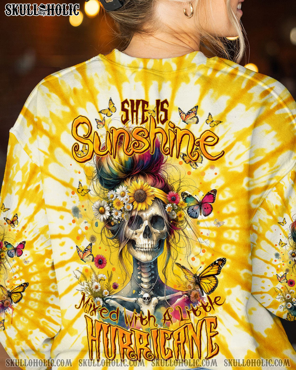 SHE IS SUNSHINE MESSY BUN ALL OVER PRINT – TYTM0911231
