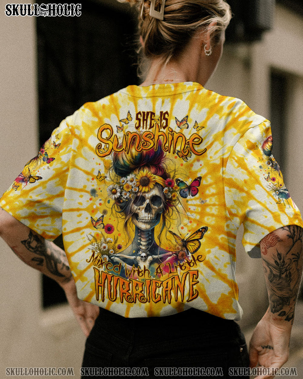 SHE IS SUNSHINE MESSY BUN ALL OVER PRINT – TYTM0911231