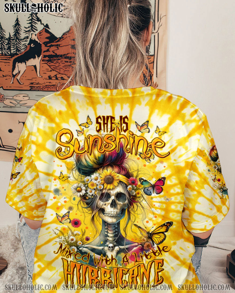 SHE IS SUNSHINE MESSY BUN ALL OVER PRINT – TYTM0911231