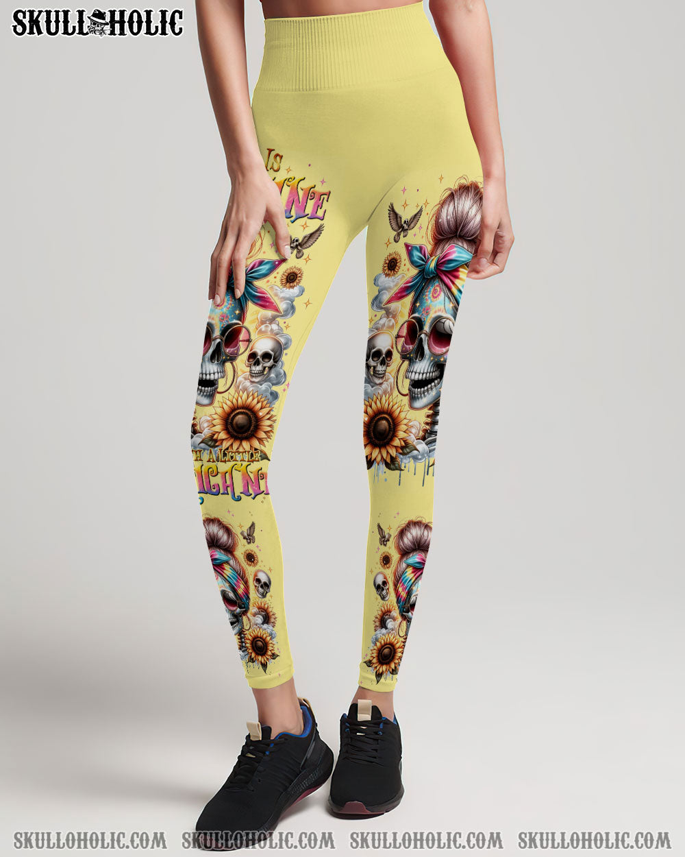 SHE IS SUNSHINE MESSY BUN SKULL ALL OVER PRINT – TLNT0311232