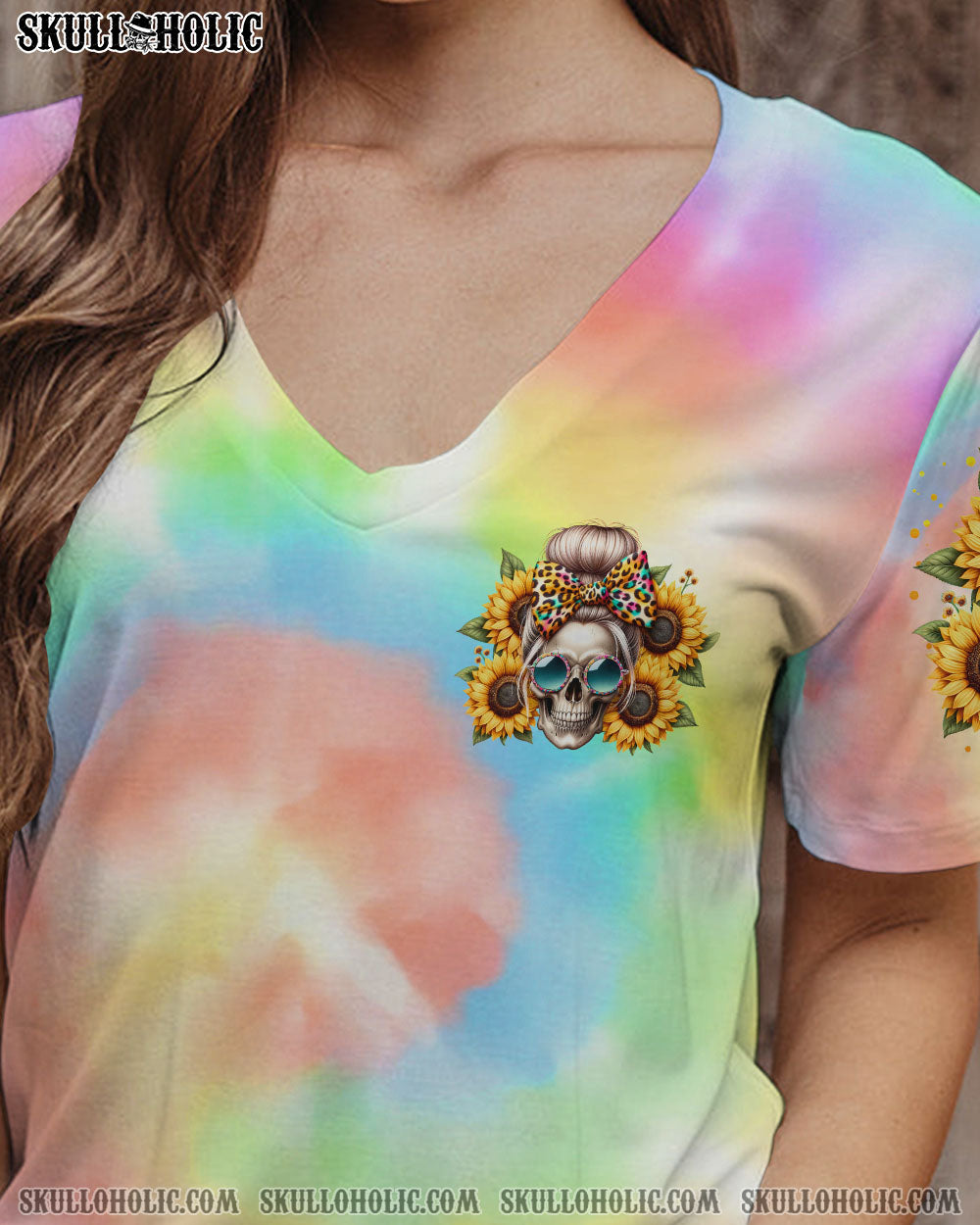 SHE IS SUNSHINE SKULL MESSY BUN ALL OVER PRINT – TLTR0211232