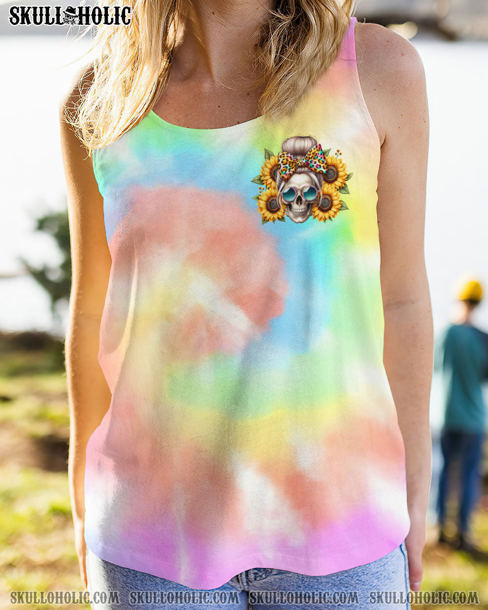 SHE IS SUNSHINE SKULL MESSY BUN ALL OVER PRINT – TLTR0211232