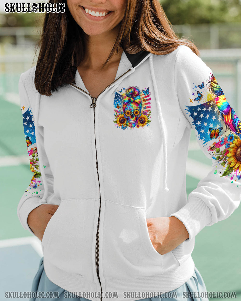 SHE IS SUNSHINE SUNFLOWER MESSY BUN SKULL ALL OVER PRINT – TLTR2901241