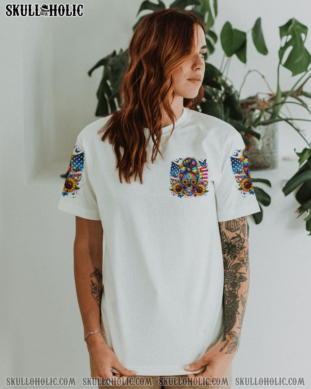 SHE IS SUNSHINE SUNFLOWER MESSY BUN SKULL ALL OVER PRINT – TLTR2901241