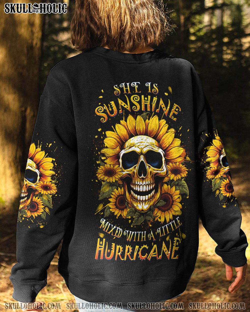 SHE IS SUNSHINE SUNFLOWER SKULL ALL OVER PRINT – YHDU0607234