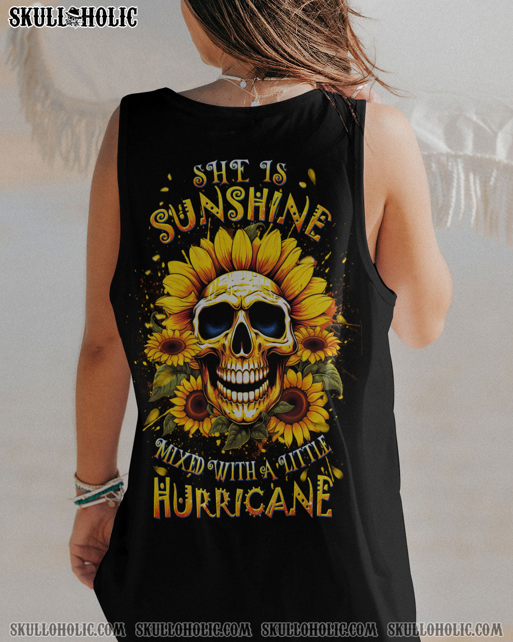 SHE IS SUNSHINE SUNFLOWER SKULL ALL OVER PRINT – YHDU0607234