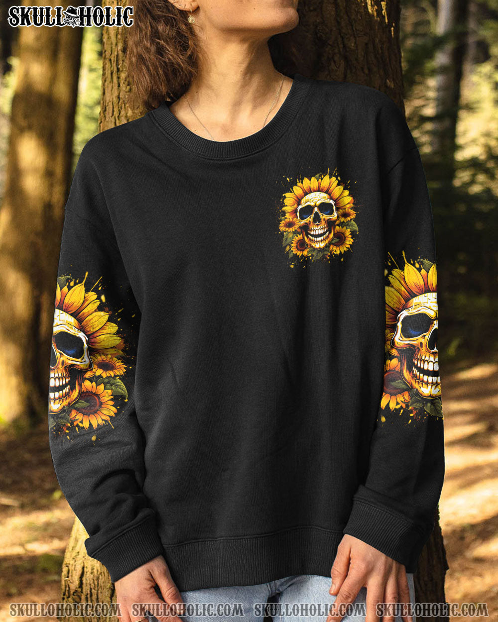 SHE IS SUNSHINE SUNFLOWER SKULL ALL OVER PRINT – YHDU0607234