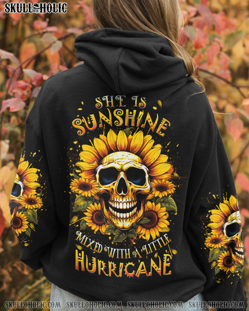 SHE IS SUNSHINE SUNFLOWER SKULL ALL OVER PRINT – YHDU0607234