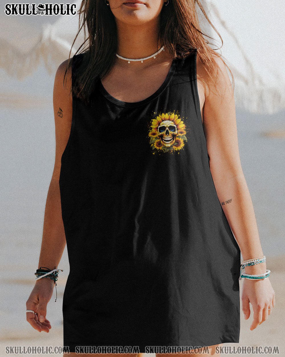 SHE IS SUNSHINE SUNFLOWER SKULL ALL OVER PRINT – YHDU0607234