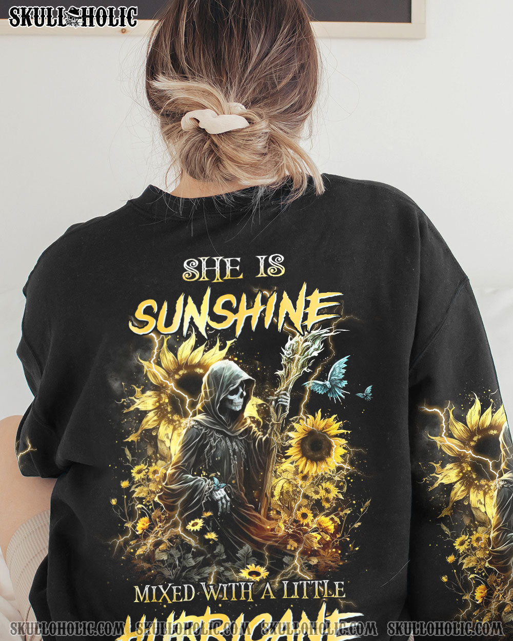 SHE IS SUNSHINE SUNFLOWER SKULL ALL OVER PRINT – YHHN1403234