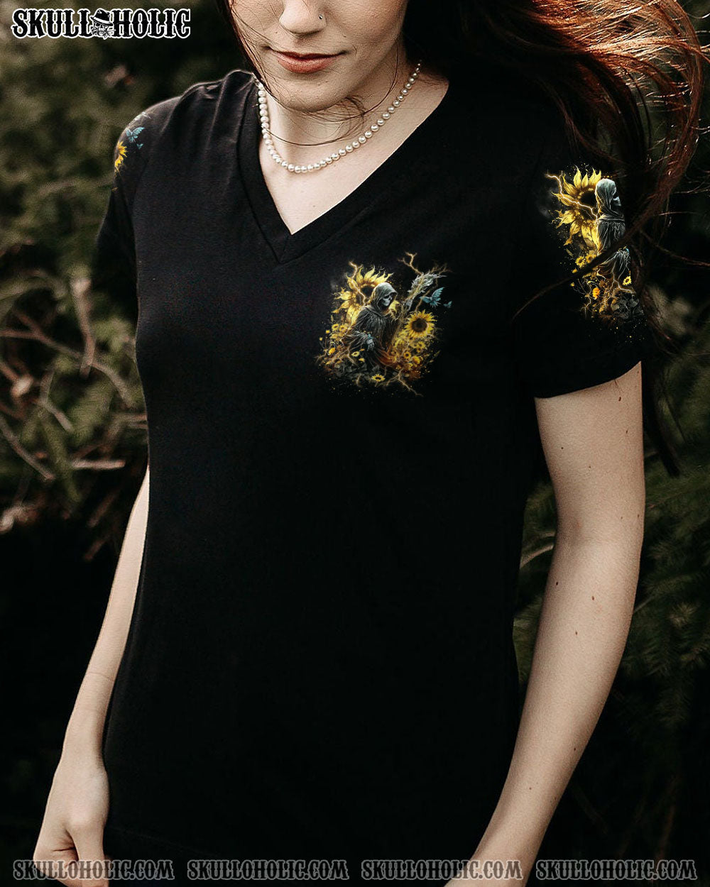 SHE IS SUNSHINE SUNFLOWER SKULL ALL OVER PRINT – YHHN1403234