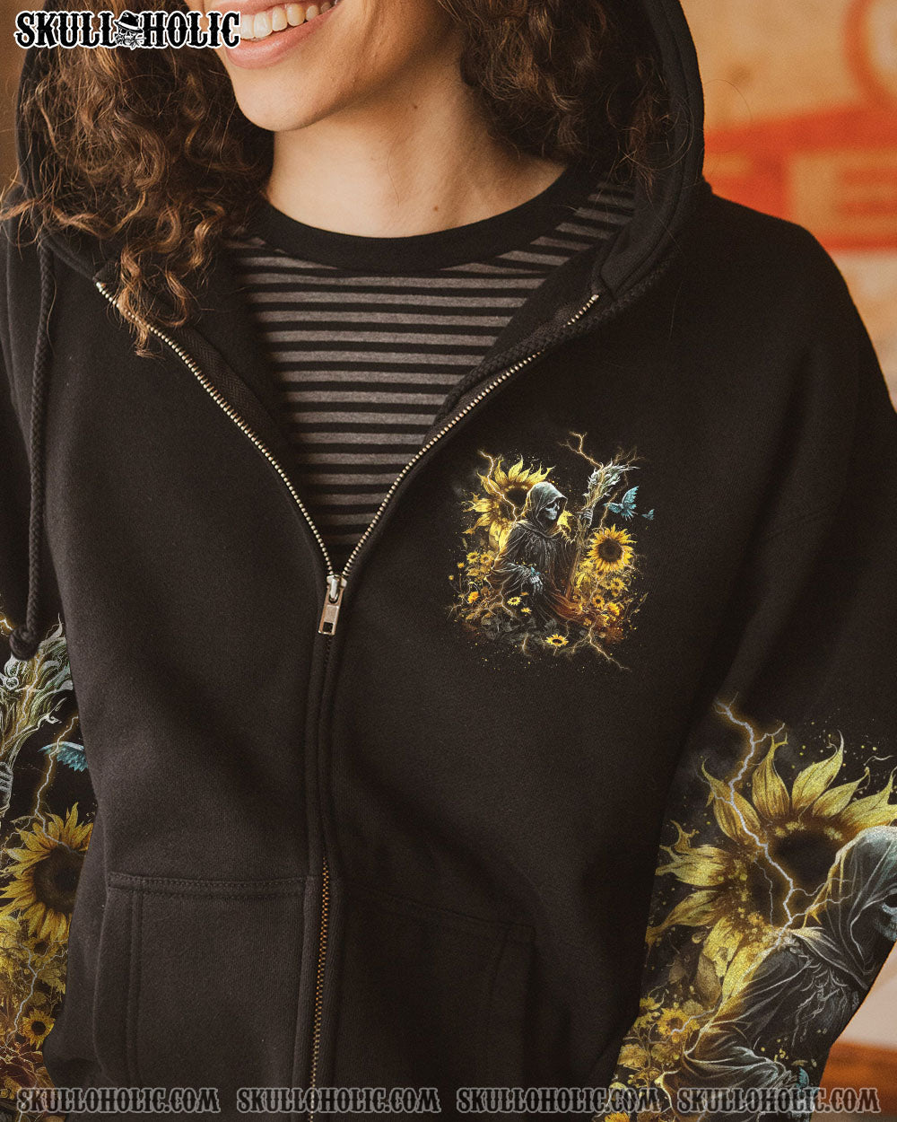 SHE IS SUNSHINE SUNFLOWER SKULL ALL OVER PRINT – YHHN1403234