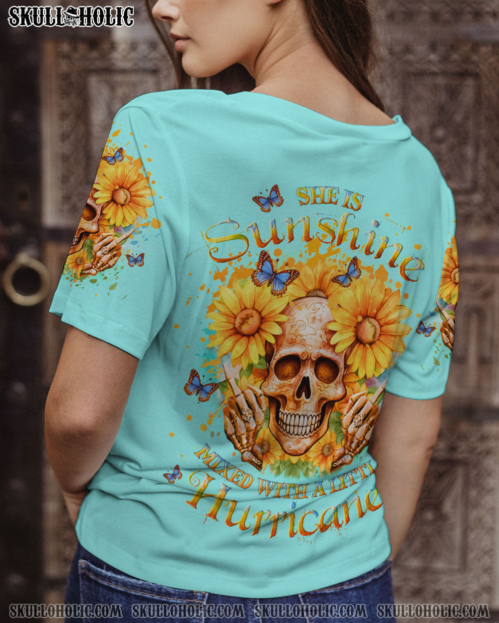SHE IS SUNSHINE SUNFLOWER SKULL ALL OVER PRINT – YHLT2011231