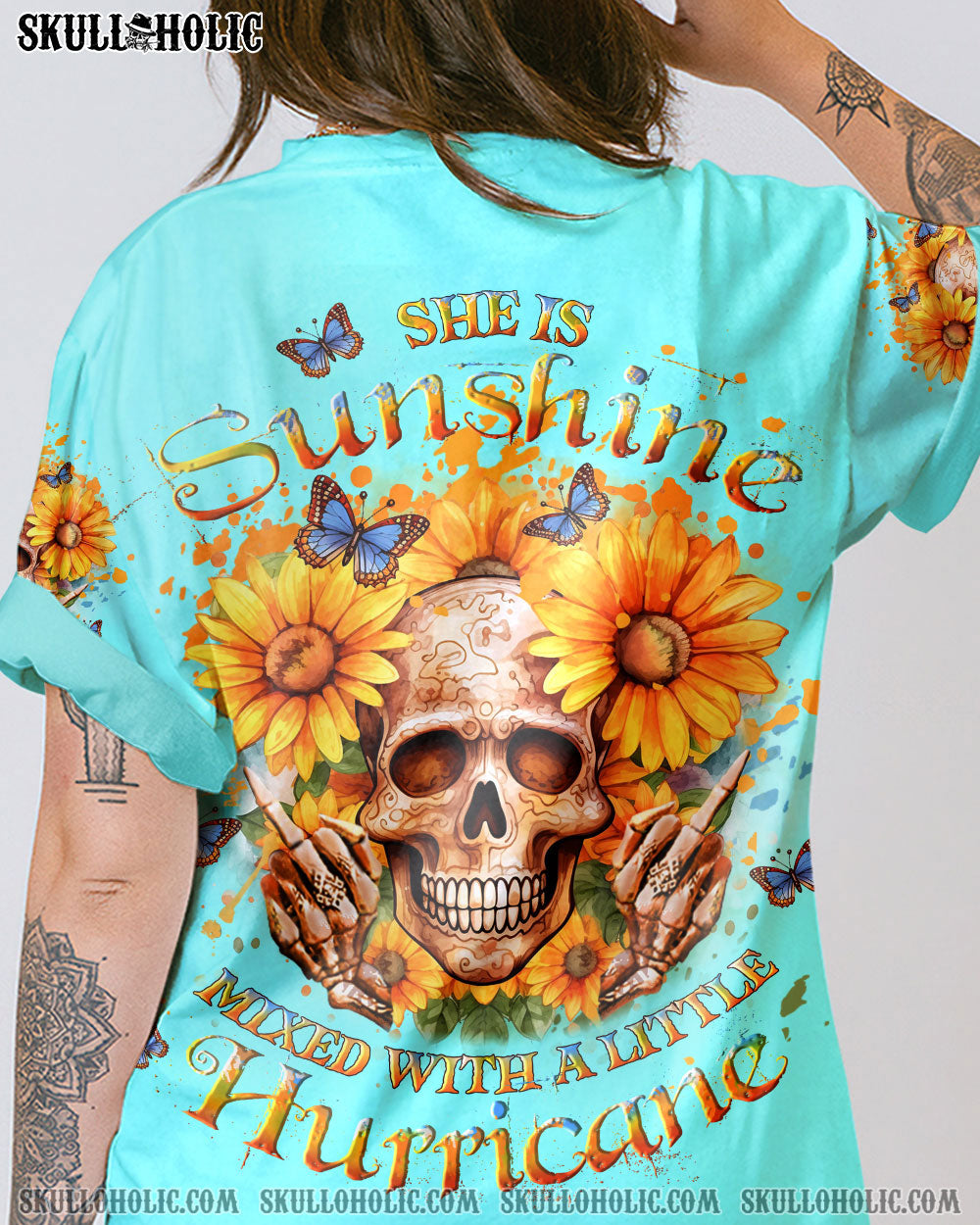 SHE IS SUNSHINE SUNFLOWER SKULL ALL OVER PRINT – YHLT2011231