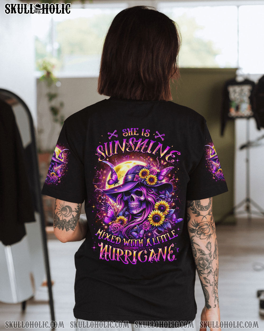 SHE IS SUNSHINE SUNFLOWER SKULL ALL OVER PRINT – YHLT2901242