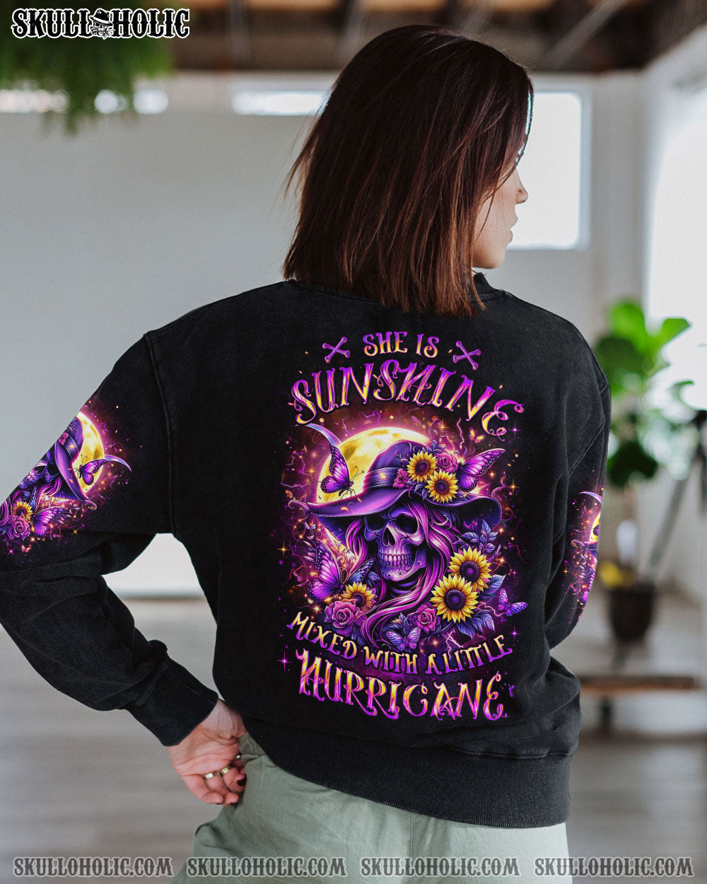 SHE IS SUNSHINE SUNFLOWER SKULL ALL OVER PRINT – YHLT2901242
