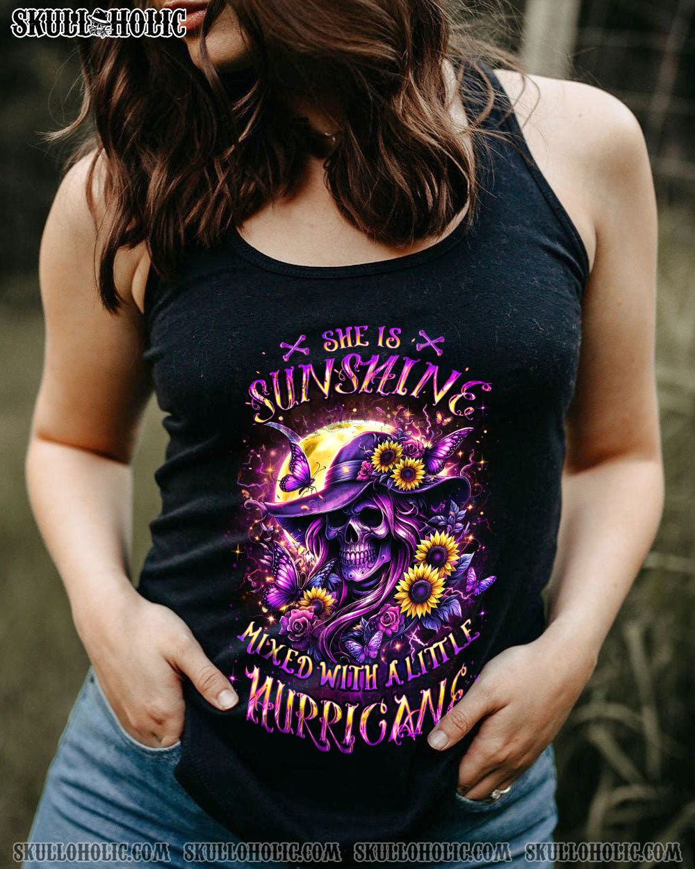 SHE IS SUNSHINE SUNFLOWER SKULL ALL OVER PRINT – YHLT2901242