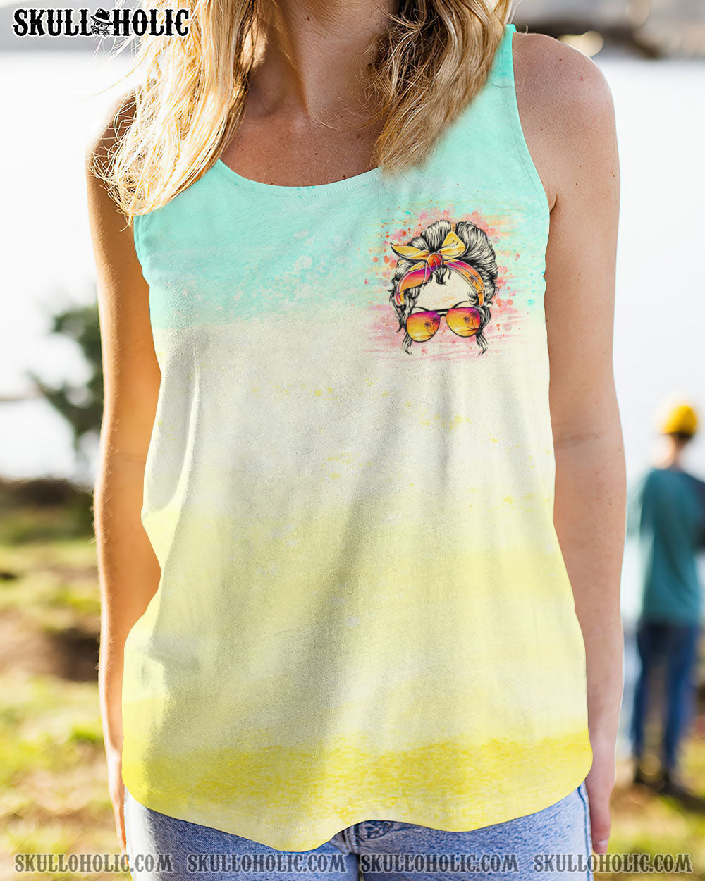 SMELL THE SEA FEEL THE BREEZE MESSY BUN ALL OVER PRINT – YHHG2107234