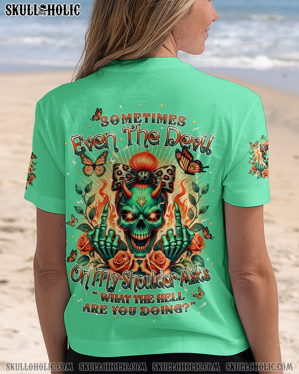 SOMETIMES EVEN THE DEVIL MESSY BUN ALL OVER PRINT – TLPQ2607242