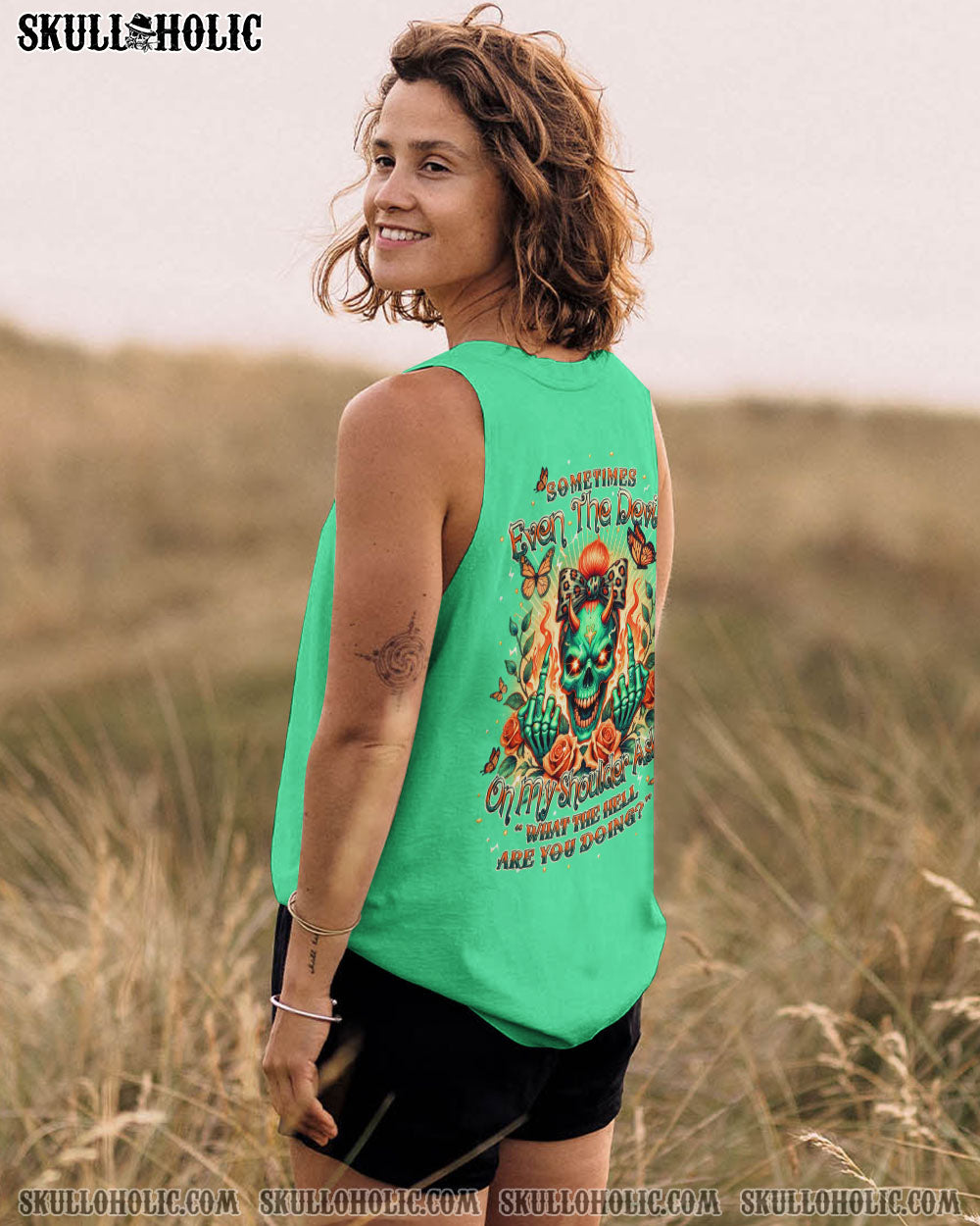 SOMETIMES EVEN THE DEVIL MESSY BUN ALL OVER PRINT – TLPQ2607242