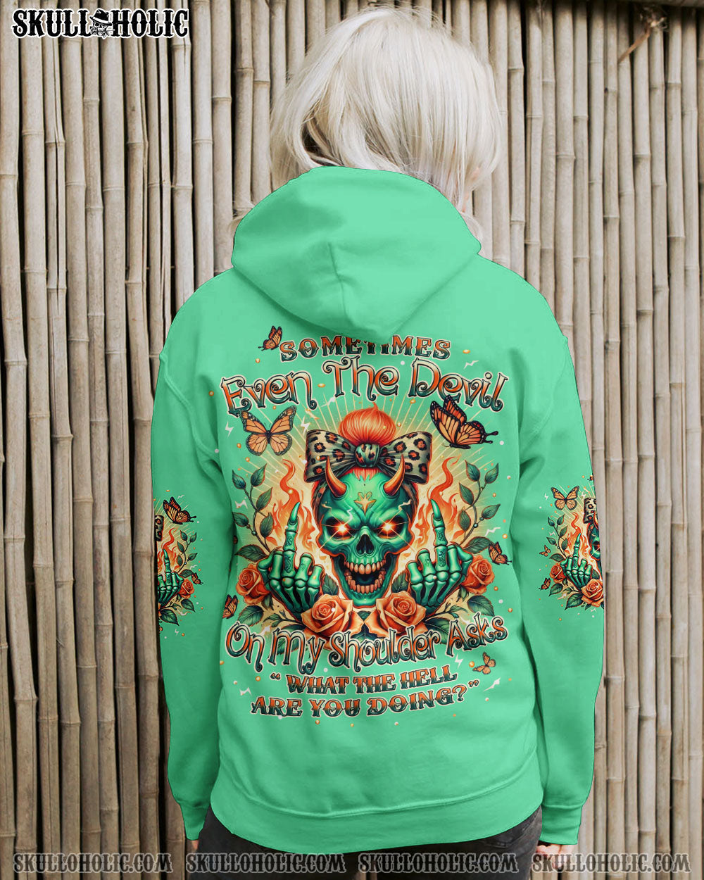 SOMETIMES EVEN THE DEVIL MESSY BUN ALL OVER PRINT – TLPQ2607242