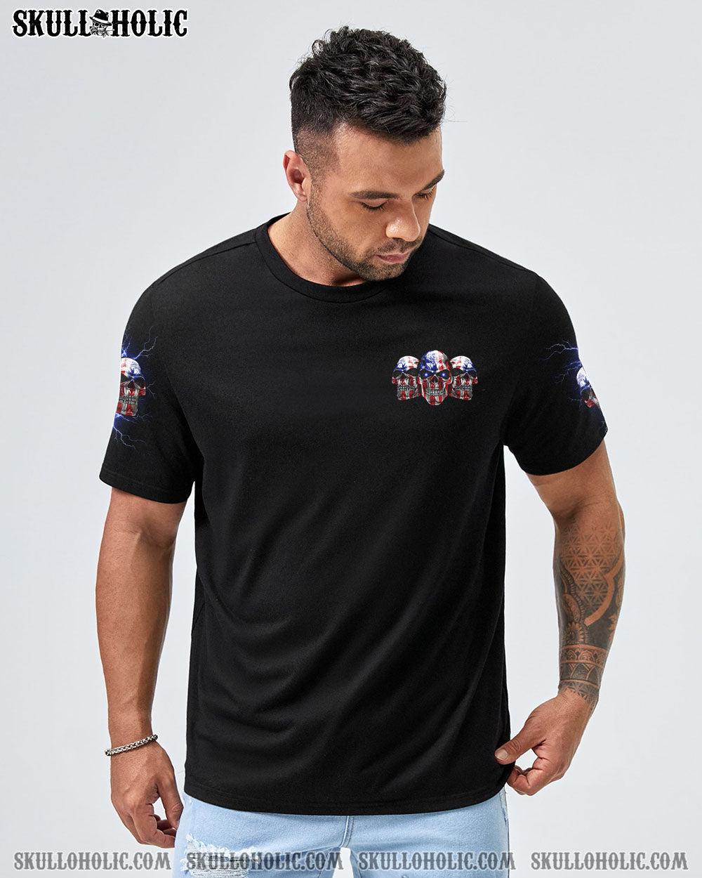 STUCK BETWEEN IDK IDC 3 AMERICAN SKULLS ALL OVER PRINT – TLNO1301234