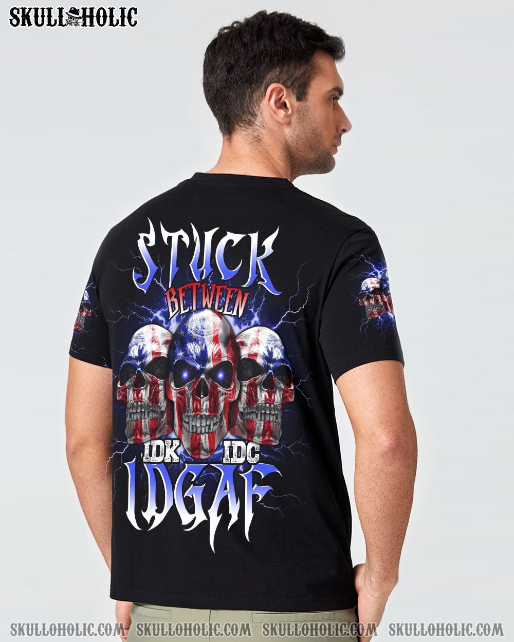 STUCK BETWEEN IDK IDC 3 AMERICAN SKULLS ALL OVER PRINT – TLNO1301234