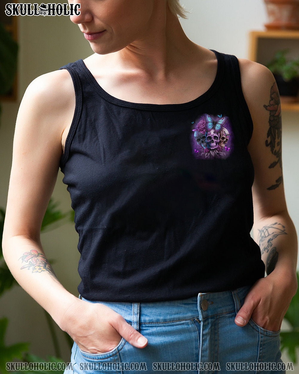 STUCK BETWEEN IDK IDC AND IDGAF BUTTERFLY SKULL ALL OVER PRINT – TLNZ0202233