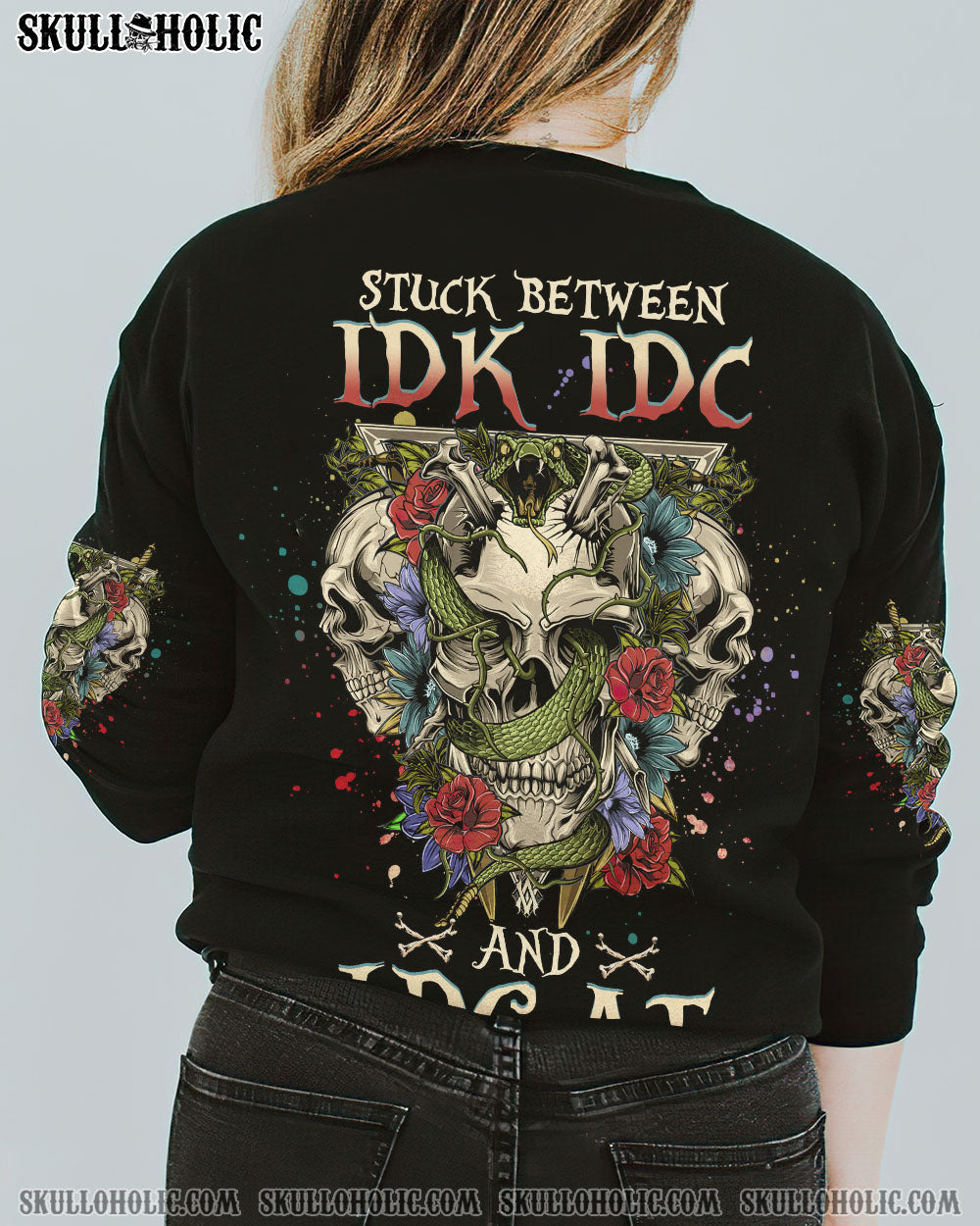 STUCK BETWEEN IDK IDC AND IDGAF SKULL ALL OVER PRINT – YHHG3001234
