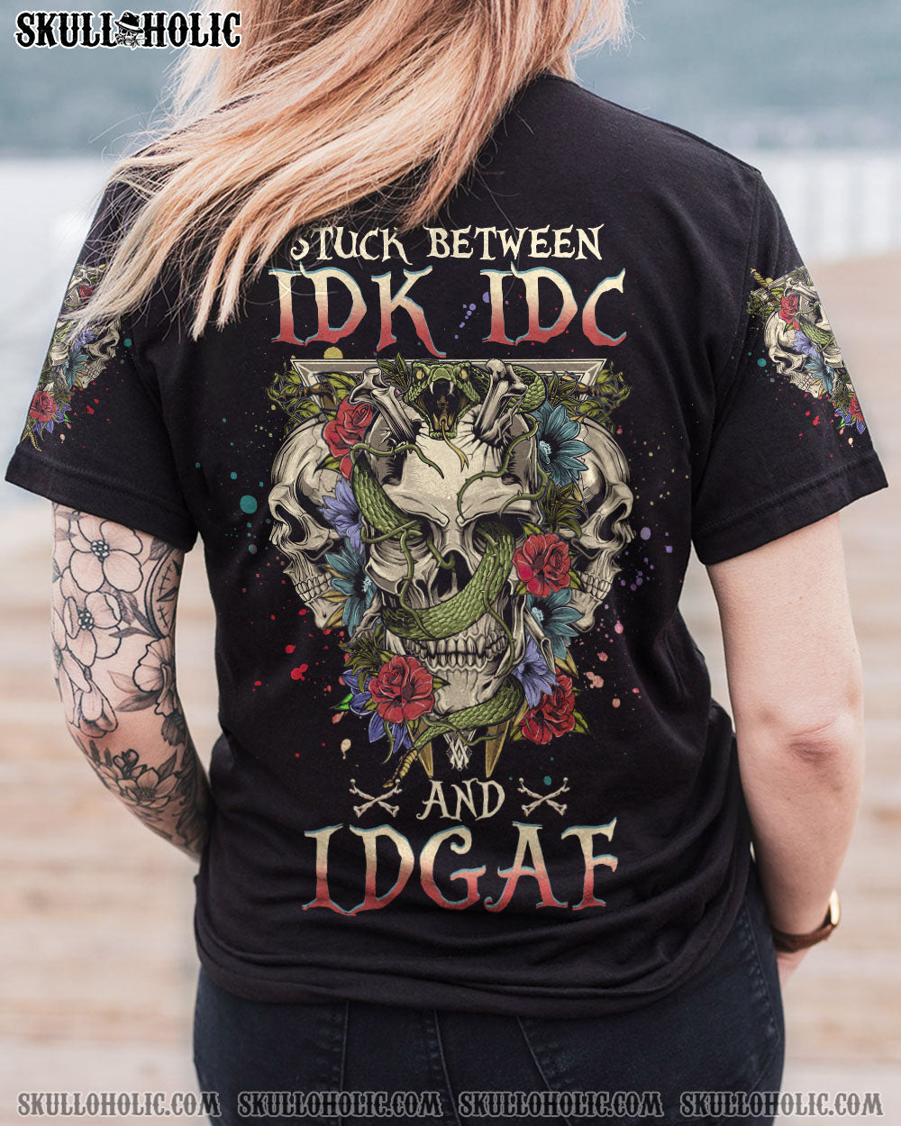 STUCK BETWEEN IDK IDC AND IDGAF SKULL ALL OVER PRINT – YHHG3001234