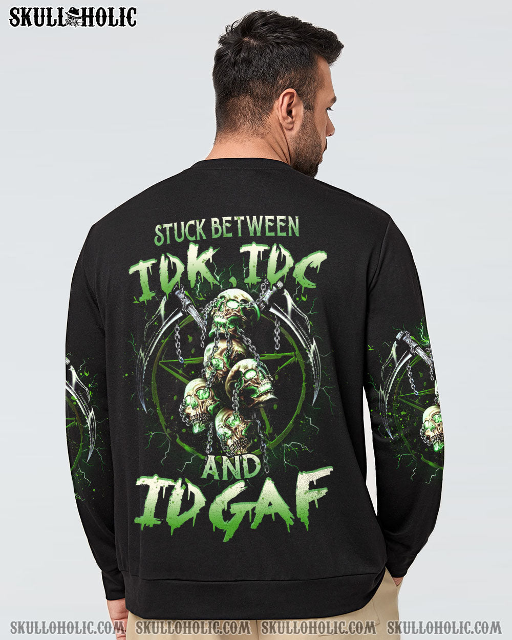 STUCK BETWEEN IDK IDC AND IDGAF SKULL ALL OVER PRINT – YHHN2302231