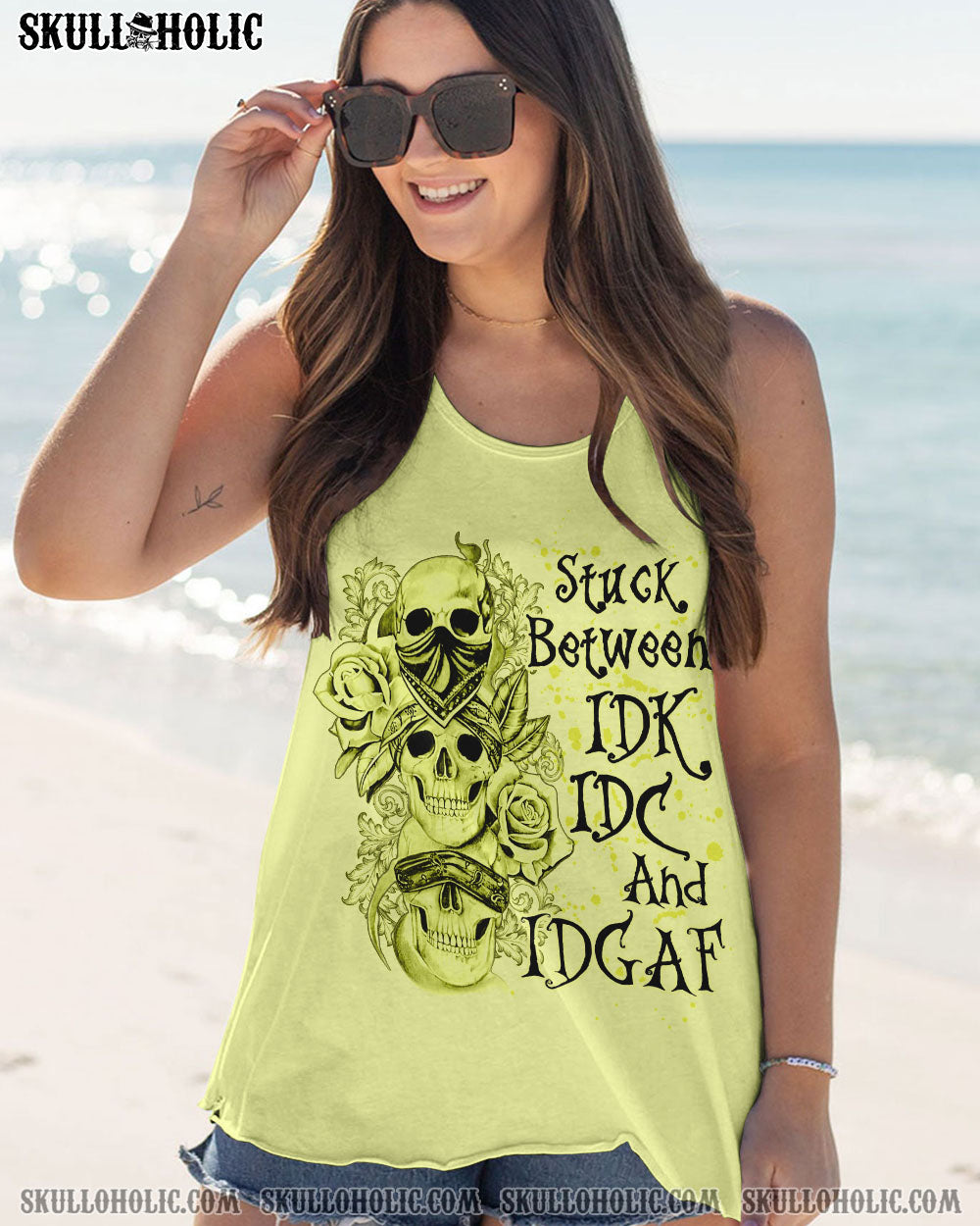 STUCK BETWEEN IDK IDC AND IDGAF SKULL ALL OVER PRINT – YHLN1002231