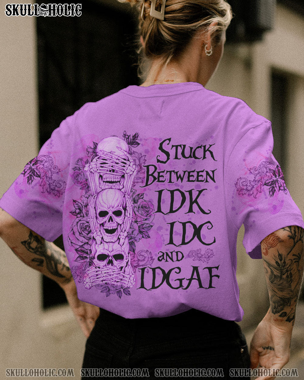 STUCK BETWEEN IDK IDC AND IDGAF SKULL ALL OVER PRINT – YHLN2212221