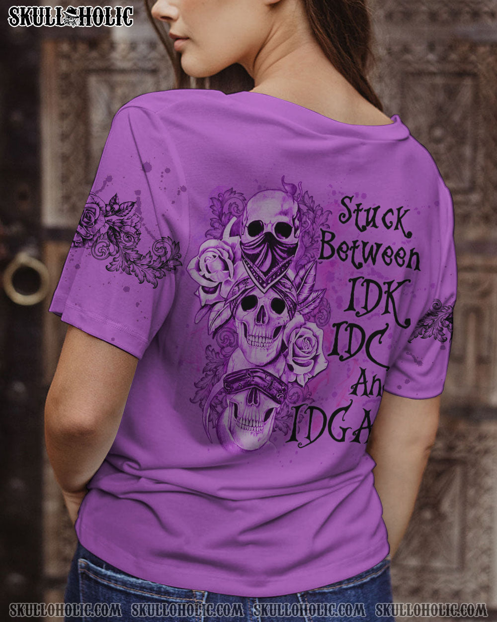 STUCK BETWEEN IDK IDC AND IDGAF SKULL ALL OVER PRINT – YHLN2302231