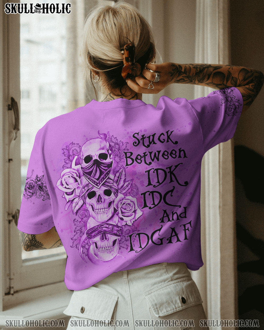 STUCK BETWEEN IDK IDC AND IDGAF SKULL ALL OVER PRINT – YHLN2302231