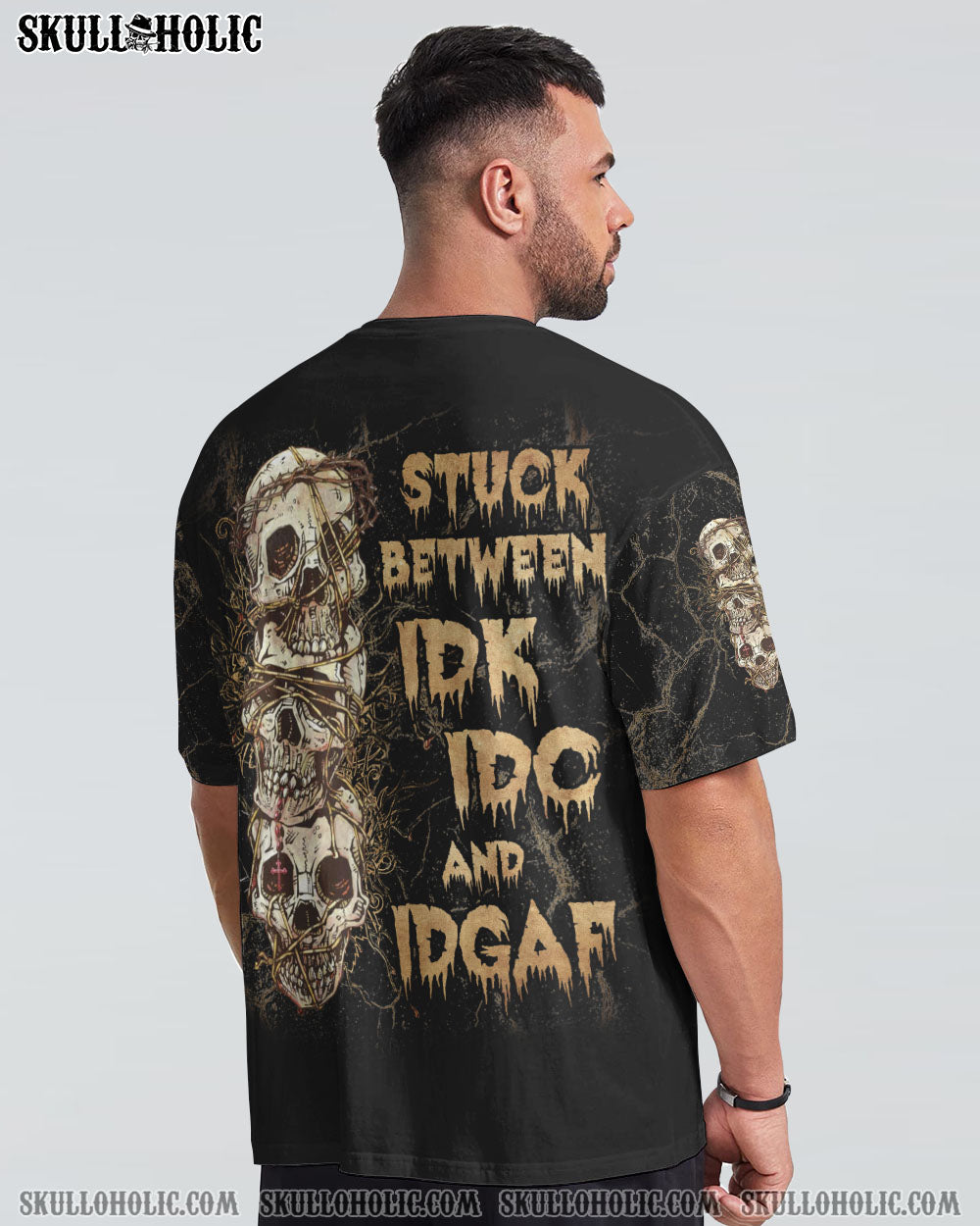 STUCK BETWEEN IDK IDC AND IDGAF SKULL ALL OVER PRINT – YHLN2312221