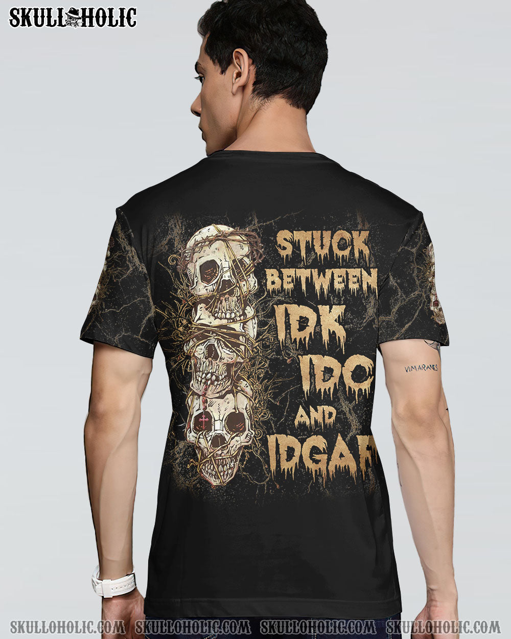 STUCK BETWEEN IDK IDC AND IDGAF SKULL ALL OVER PRINT – YHLN2312221