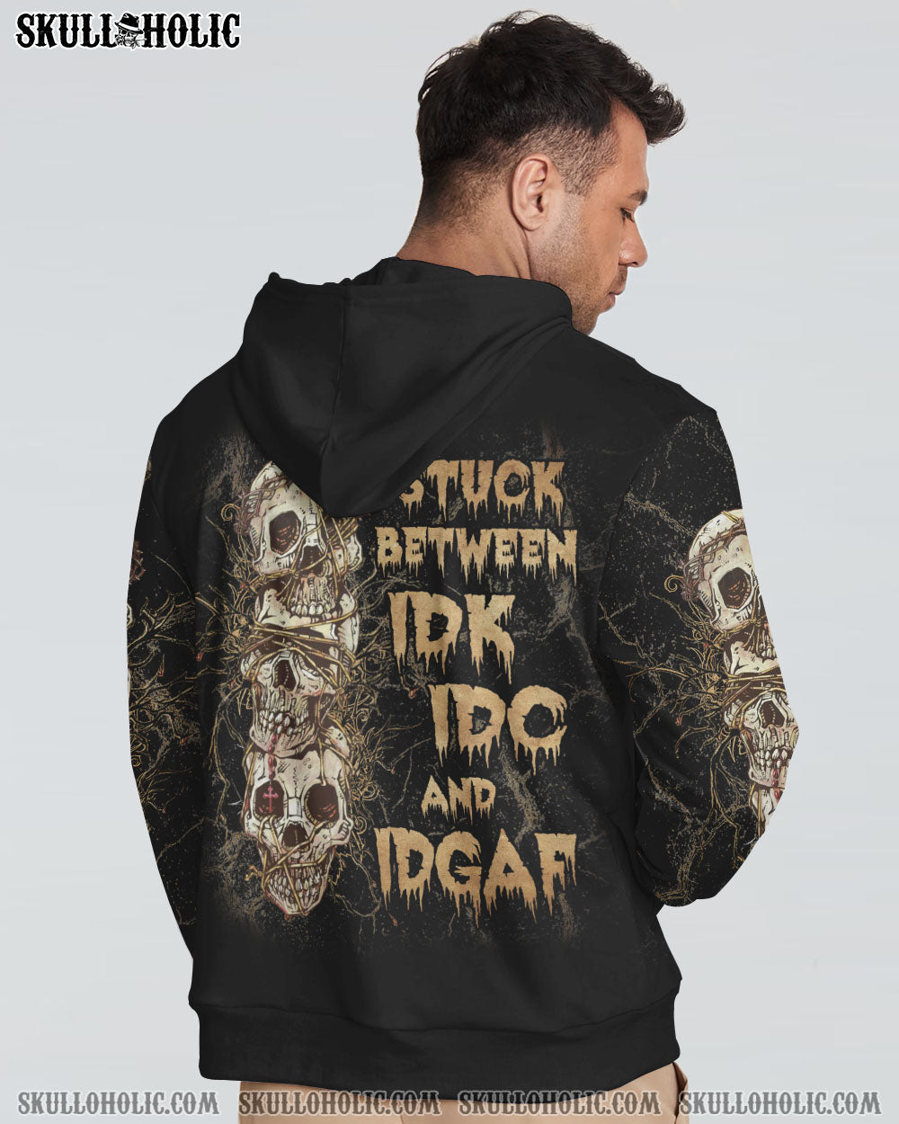 STUCK BETWEEN IDK IDC AND IDGAF SKULL ALL OVER PRINT – YHLN2312221