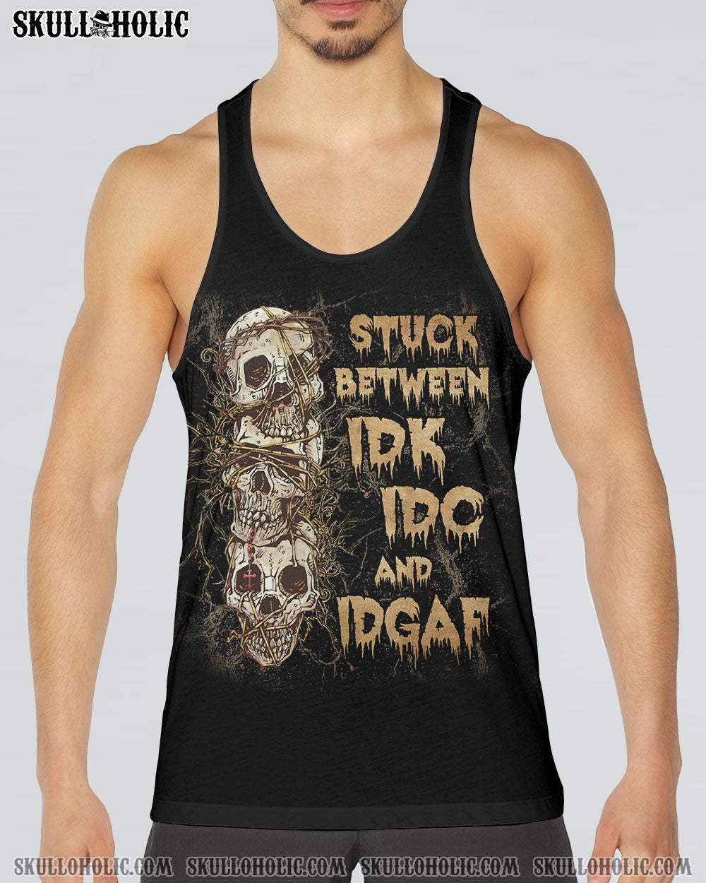 STUCK BETWEEN IDK IDC AND IDGAF SKULL ALL OVER PRINT – YHLN2312221