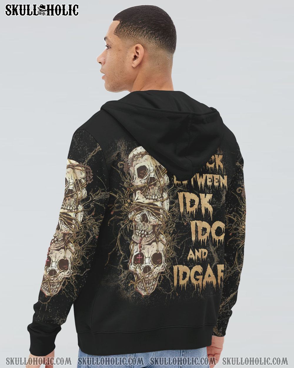 STUCK BETWEEN IDK IDC AND IDGAF SKULL ALL OVER PRINT – YHLN2312221