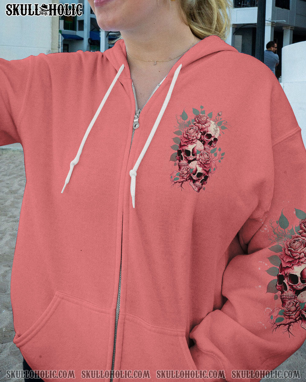 STUCK BETWEEN IDK IDC AND IDGAF SKULL ROSE PINK ALL OVER PRINT – TLNZ2302233