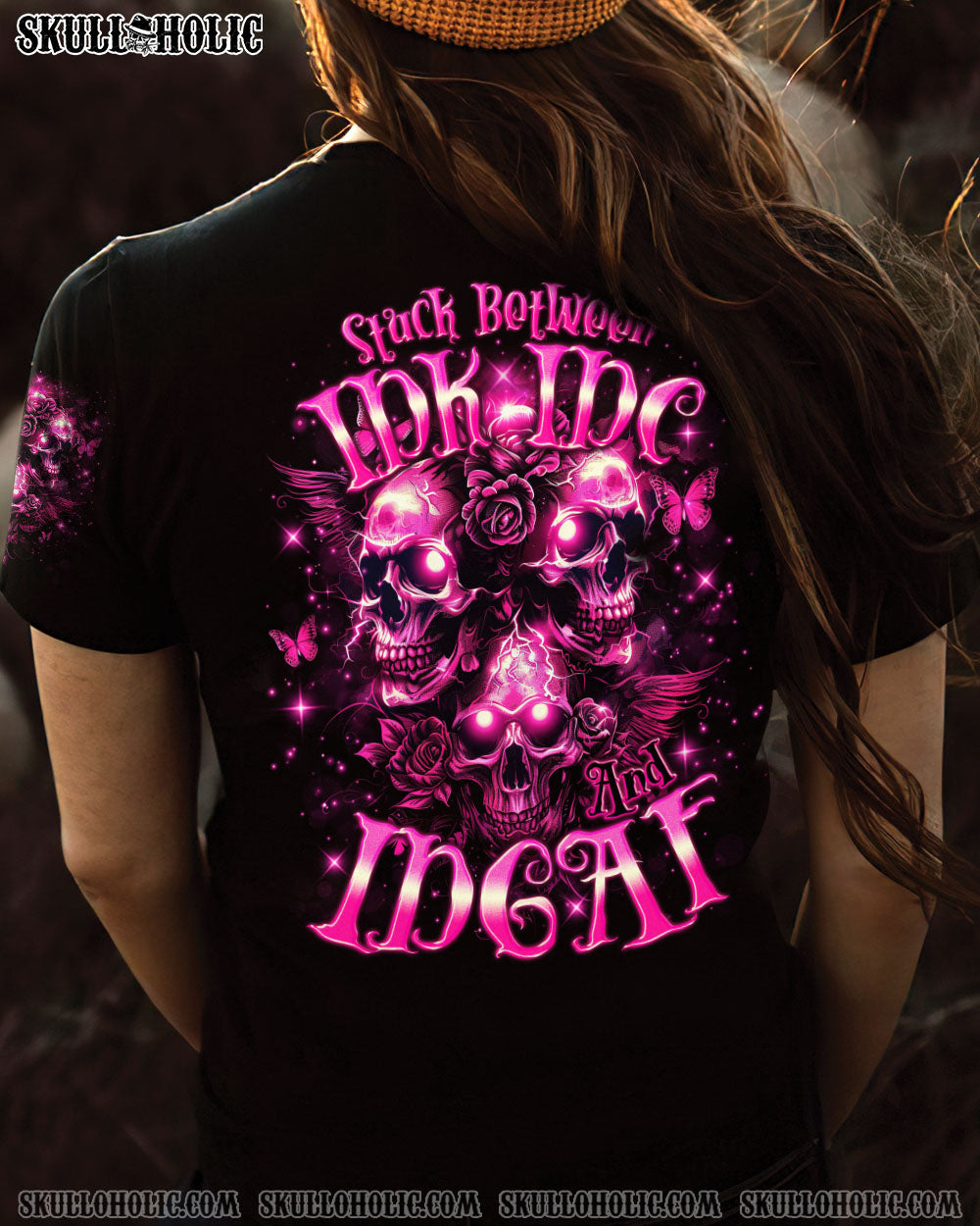 STUCK BETWEEN IDK IDC AND IDGAF THREE SKULLS ALL OVER PRINT – TLNO2503242