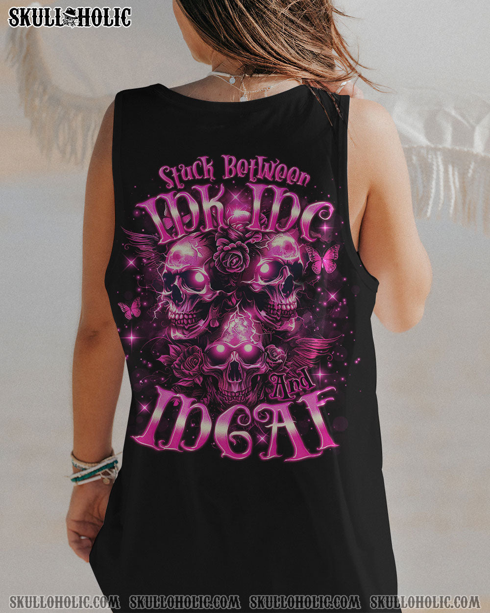 STUCK BETWEEN IDK IDC AND IDGAF THREE SKULLS ALL OVER PRINT – TLNO2503242
